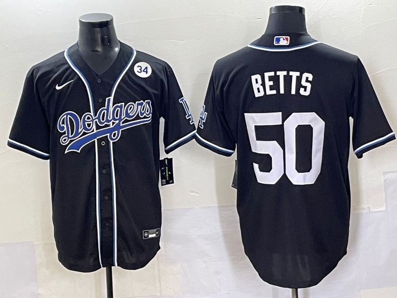 Men 2025 Los Angeles Dodgers #50 Betts Black Three generations Fashion Nike MLB Jersey style 70410->los angeles dodgers->MLB Jersey